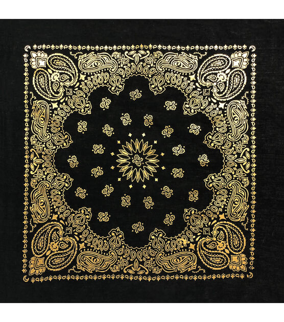 22/"x22/" Paisley Black Bandana